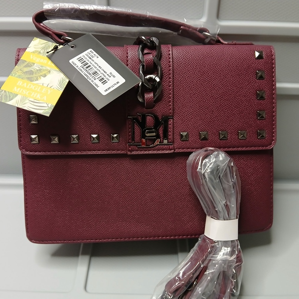 Badgley Mischka Red Satchel with Sophisticated Design